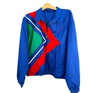 Vintage Polo Ralph Lauren 90s Colorblock Windbreaker Jacket Men’s Blue Red Green
